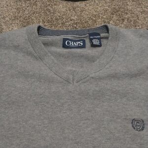 Chaps Men’s Gray V-Neck Sweater Vest XXL Cotton Pullover Excellent